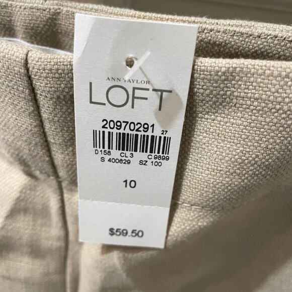 Ann Taylor Loft The Riviera Short Tan Fringe Hem Sizes 10 &12 Linen/Cotton NWT - Picture 4 of 9